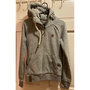 Naketano The Poets Choice Sweatshirt Womens M Gray Full Zip Hoodie Jacket